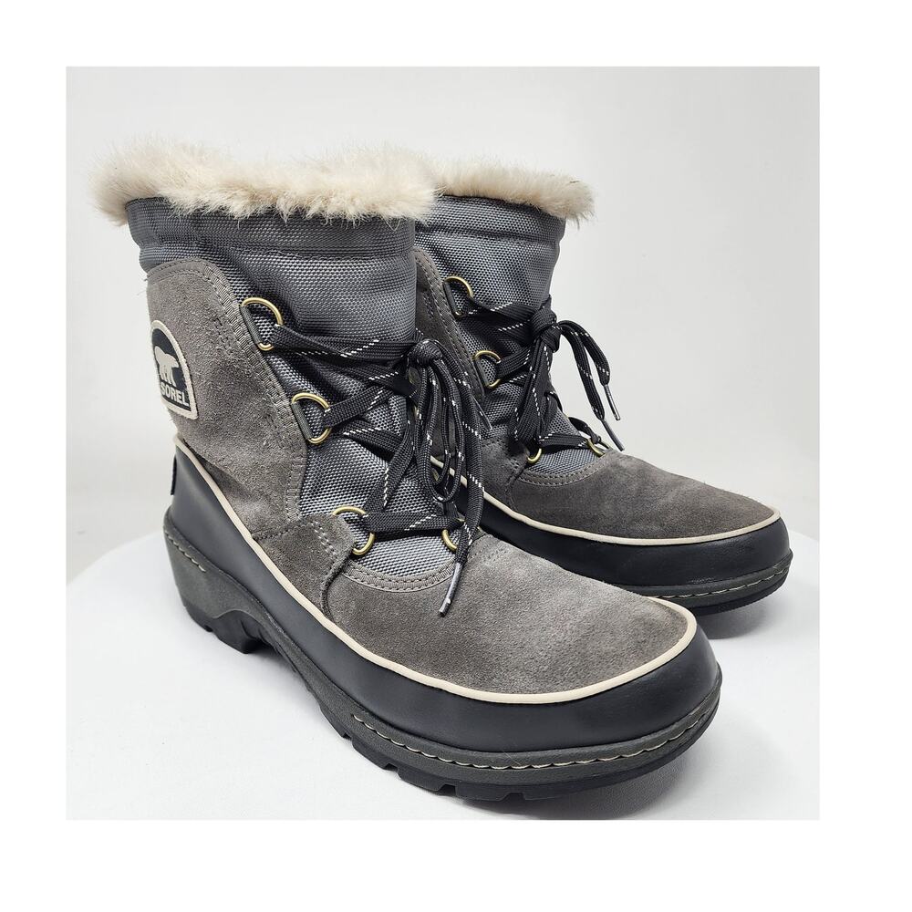 Sorel Tivoli III Snow Boots Women 10 Quarry Cloud Grey Suede Faux Fur Waterproof